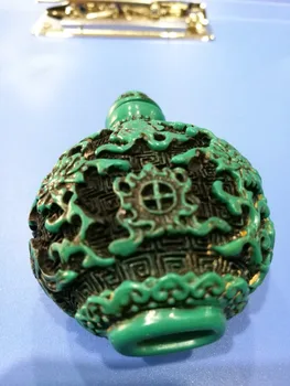 Kina Folkemusik gamle smukt udskårne Turkis snus flaske A05