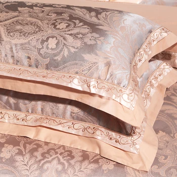 Kinesisk bryllup stil Jacquard sengetøj i bomuld Broderede Pudebetræk, Dynebetræk lagner