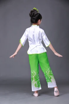 Kinesisk Folkemusik Dans for Børn Dans Tøj Girl Fan trommedans Ku Yangko Danse Klassisk Kostume