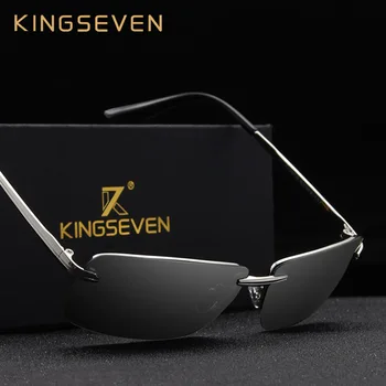 KINGSEVEN Uindfattede Solbriller til Mænd Polariseret Guld Mænds Nuancer Sol Briller Luksus mærker Nat Kørsel Briller Oculos escuro