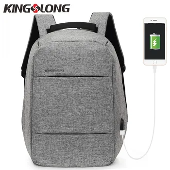 KINGSLONG 2018 Nye Mænd 15.6 Tommer Anti-tyveri USB-Laptop Backpack Stor Kapacitet Stundet Rygsække Afslappede Stil, vandafvisende