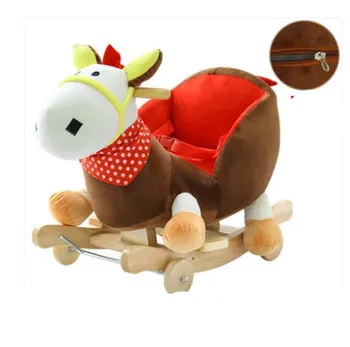 Kingtoy Plys Baby gyngestol til Børn Træ Swing Sæde Børn Udendørs Ride på Gyngende Klapvogn Toy