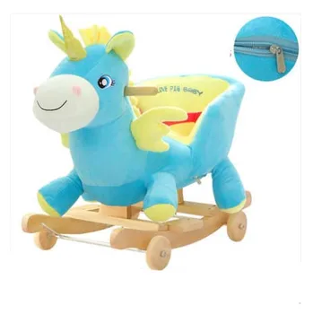 Kingtoy Plys Baby gyngestol til Børn Træ Swing Sæde Børn Udendørs Ride på Gyngende Klapvogn Toy