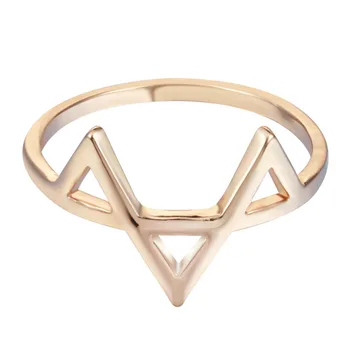 Kinitial 1STK Guld Sølv Geometriske Tre Trekant Ring Fine & Fine Smykker Gave til Kvinder og Piger Part Finger Ringe