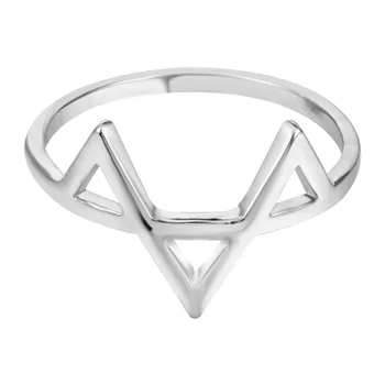 Kinitial 1STK Guld Sølv Geometriske Tre Trekant Ring Fine & Fine Smykker Gave til Kvinder og Piger Part Finger Ringe