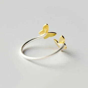 Kinitial 925 Sterling Sølv Ring, Guld Butterfly Åben Ring Midi Pinkie Finger, Tå-Ringe Anillo For Lady Kvinder Jul Smykker