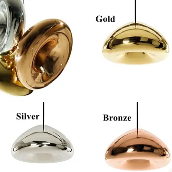 KINLAMS Moderne Guld Bronze Splint Skygge Spejl Pendel E27 LED Pendel Lampe Moderne Jul Glas Bolden Belysning