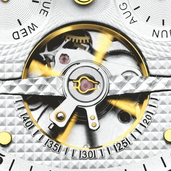 KINYUED Skelet Tourbillon Mekaniske Ure Mænd Automatisk Classic Rosa Guld Læder Mekaniske Armbåndsure Reloj Hombre 2017