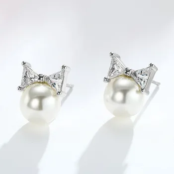 KITEAL Engros 2018 nye Parfume kvinder 8mm perler sløjfeknude bow tie krystal perle smykker stud øreringe til dame