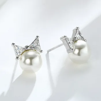KITEAL Engros 2018 nye Parfume kvinder 8mm perler sløjfeknude bow tie krystal perle smykker stud øreringe til dame