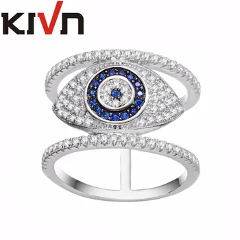 KIVN Mode Smykker tyrkisk Blue eye CZ Cubic Zirconia Dame Piger Bridal Wedding, Engagement Ringe mors Dag Fødselsdagsgave