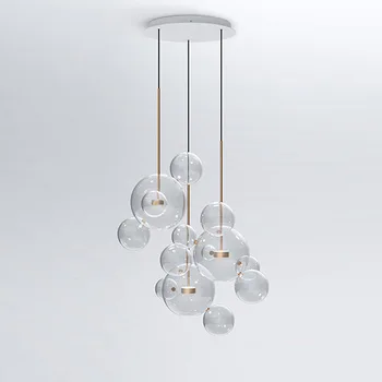 Klart glas bolden stue lysekroner art deco-boble lampeskærme lysekrone Moderne indendørs belysning restaurant iluminacao
