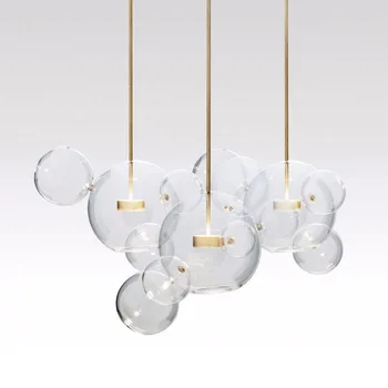 Klart glas bolden stue lysekroner art deco-boble lampeskærme lysekrone Moderne indendørs belysning restaurant iluminacao