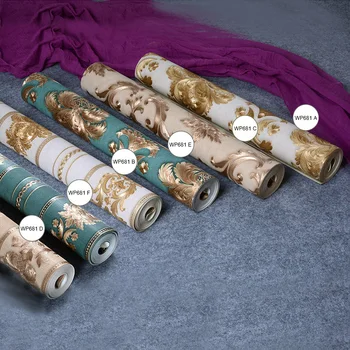 Klassisk Luksus Damask Tapet Roll 3D Prægede PVC Vinyl tapeter Hjem Indretning Stue, Soveværelse Baggrund Papel De 3D-Parede