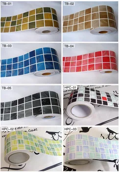 Klassisk mosaik vinyl klistermærker vandtæt talje selvklæbende tapet, køkken, badeværelse, fliser, pvc wall sticker grænser