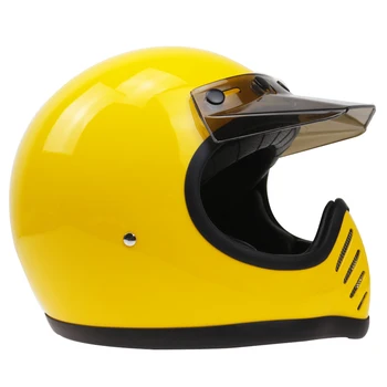 Klassisk Motor III-stil motorcykel hjelm på Tværs af Sport Street bike moto hjelm med 5-pin-koden og aftagelig liner læder cover