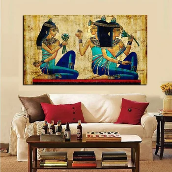 Klassisk Papyrus Kunst Tapet Afrikansk Kvinde Olie Maleri Print på Lærred Pop Art Wall Billede til stuen, Sofa Cuadros