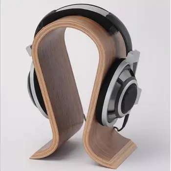 Klassisk Træ-Hovedtelefoner Headset Stå Valnød Finish Træ-U-Form Hovedtelefon Hovedtelefoner Stand Holder Bøjle Mode Display