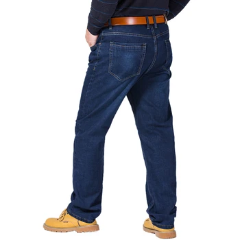 Klassiske Jeans Til Mænd Foråret Efteråret Stor Størrelse Mandlige Høj Kvalitet Elastisk Blå Denim Bukser Lige Strækning Baggy Bukser 44 46 48