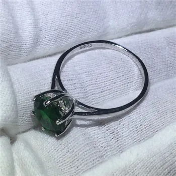 Klassiske Smykker Real Soild 925 Sterling sølv solitaire ring 3ct Grønne AAAAA Zircon Cz Jubilæum bryllup band ringe til kvinder
