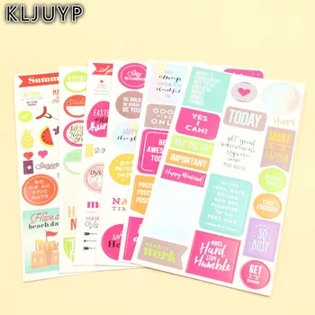 KLJUYP 6sheets Glad Sommer selvklæbende Papir Sticker til Scrapbooking Glad Planner/på Kortet du skal Gøre/Journalisering Projekt