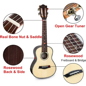 Kmise Klassisk Koncert Ukulele Rosewood Solid Gran 23 Ukelele Hawaii-Guitar