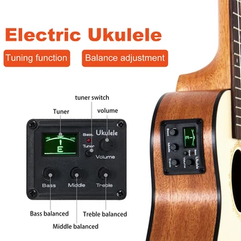 Kmise Ukulele Koncert Elektrisk Acousitc Solid Gran Ukelele 23 Tommer Uke med Professionel Guitar Kabel-startpakke