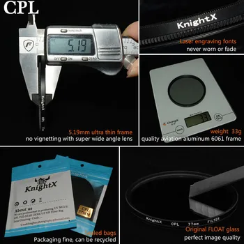 KnightX CPL UV FLD Filter Uddannet Grå ND Farve indstillet til Canon, Nikon, Sony, Pentax Olympus 49mm 52mm 55mm 58mm 62mm 67 mm linse 77