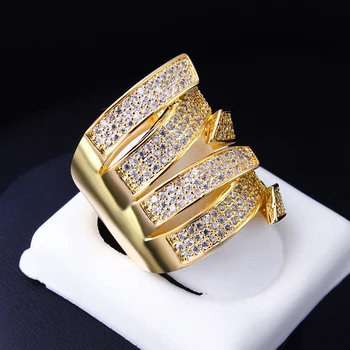 Kobber Ring cubic zircon indstilling store kvinder finger ring mode smykker Gratis forsendelse i fuld størrelse 5, 6, 7, 8, 9, 10