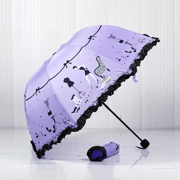 Kocotree hjerte-formet Prinsesse nye buede kreativ foldning paraply, parasol blonder parasol, paraply regn kvinder guarda chuva