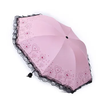Kocotree hjerte-formet Prinsesse nye buede kreativ foldning paraply, parasol blonder parasol, paraply regn kvinder guarda chuva