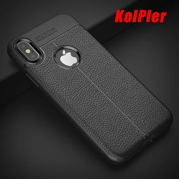 KOLPLER case til iphone X 10 Blødt Læder 3D Tekstur TPU Silicone case Anti-banke tilbage kofanger på cover for iphone X sag capa
