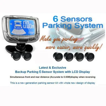 KOORINWOO Bil Parkering Sensor 6 front-og back-sensor Parkering Sensor LCD-Skærm Bip alarm parktronic system Jalousie blind