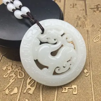 Koraba Fine Smykker, Kinesisk Hvid Jade Dragon Halskæde Manuel forme Udskæring Charme Smykker Gratis Fragt