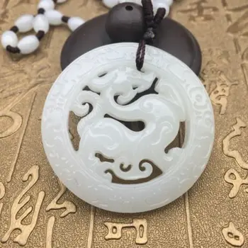 Koraba Fine Smykker, Kinesisk Hvid Jade Dragon Halskæde Manuel forme Udskæring Charme Smykker Gratis Fragt