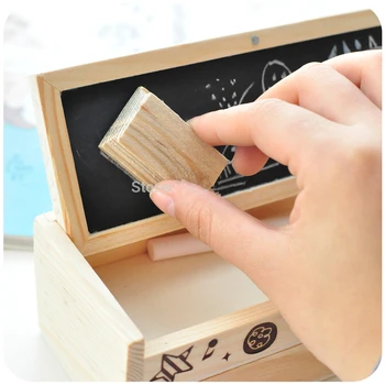 Korea papirvarer dejlige blyant boks multifunktionelle træ-diy skuffe brevpapir box/ penalhus Skole & Kontor Pencil Holder
