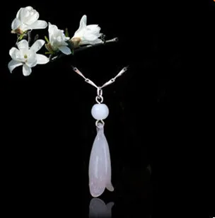 Koreansk mode charme S925 Sølv Krystal hvid agat vedhæng halskæde kvinder magnolia gave gratis fragt