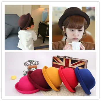 Koreanske version af efteråret og vinteren dage faderskab dome lille hat Britisk dreng og pige baby, børn uld fedora bassin hat