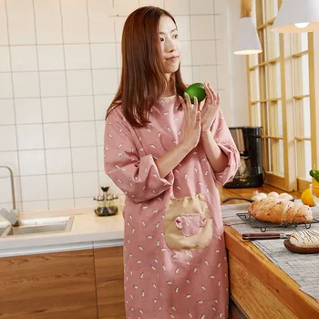 Koreanske version af langærmet bomulds forklæde Japanske køkken forklæde anti-fouling voksen tøj