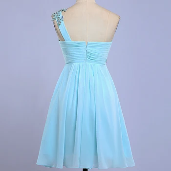 Kort One-skulder gallakjoler Lys Blå Dejlig Smuk Part Kjole robe de bal vestidos de gala 8. Klasse eksamen kjoler