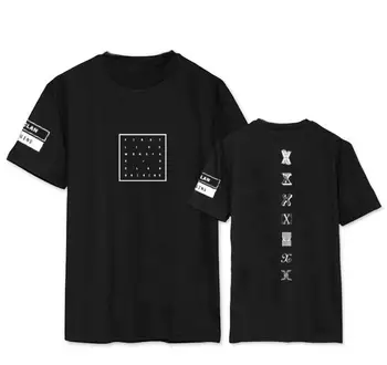 Kpop monsta x koncert samme udskrivning o hals kortærmet t-shirt for fans støttende sommer tee o-neck t-shirt