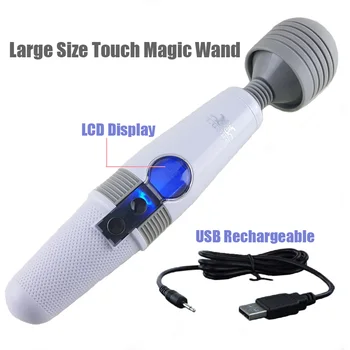 Kraftfuld 9 Speed USB-Genopladelige LCD-Skærm Touch Vibrator,Magic Wand-Klitoris Stimulator,AV-Stick Vibrator Sex Legetøj Til Kvinder