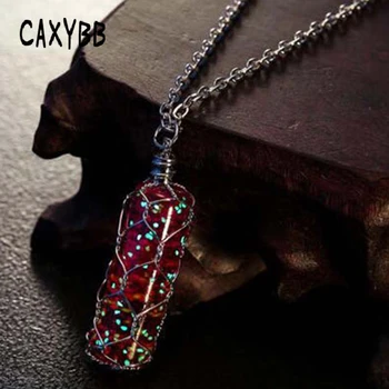 Kreative Lysende Krystal Cylindriske halskæde Glød I Mørke charmerende Halskæde fine smykker Blå Grøn Rød Lyserød