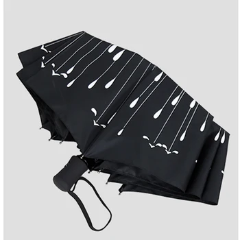 Kreative Meteor Fuldt Automatisk Paraply Fashion Black 3 Folde Parasol Regn Kvinder Mænd Paraply Vindtæt Stor Parasol