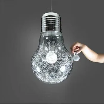 Kreative personlighed vedhæng lys strygejern glas stor pære vintage lampe bar russiske lager 300mm * 450mm stor pendel lamper