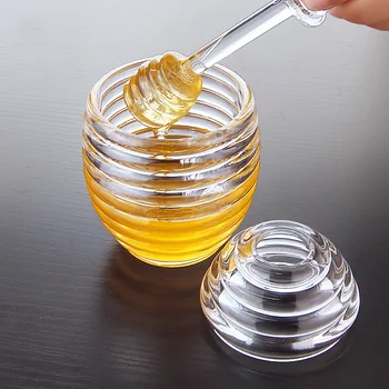 Kreative plast honey pot krukker til opbevaring Akryl morgenmad marmelade, krydderier sæt Hjul kasse Med omrøring stick krydderier, Olie flaske