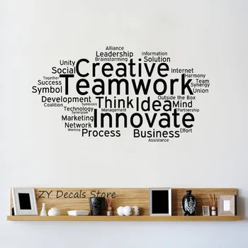 Kreativt Teamwork Vinyl Vægoverføringsbillede Team Arbejde Office Kunst Klistermærker Udsmykning Vægmaleri Innovere Inspirerende Citat Wall Sticker S672