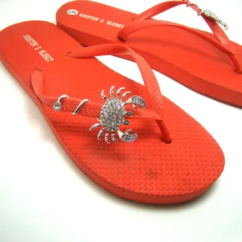 Krystaller krabbe sommeren flip flops hjemmesko sko snoet knapper dekoration ornament smykker tilbehør 6pairs masse nye