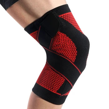 Kuangmi Compression Knee Ærme Støtte Sports Silikone Benbeskyttere Basketball Justerbar Bandage Foråret Tandbøjle Patella Protector