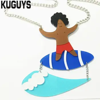 KUGUYS Mode Akryl Smykker Brugerdefinerede Hawaii Surfing Dreng Halskæde Sweater Kæde HipHop -, Rock-Stranden Ferie Halskæder
